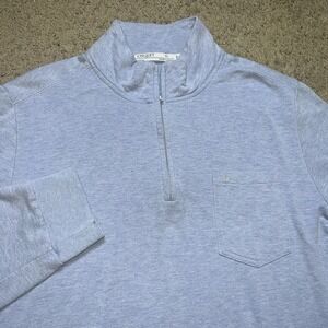 Criquet Men's XL 1/4 Zip Performance Pullover Light Blue Pocket Organic Cotton